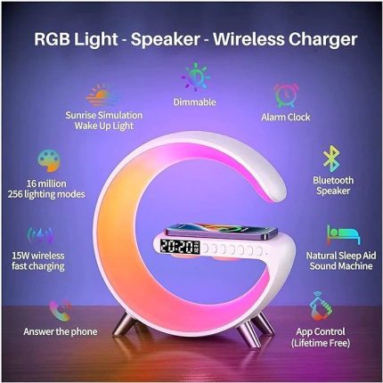 چراغ خواب اسپیکر و وایرلس شارژدار طرح G - تصویر 3